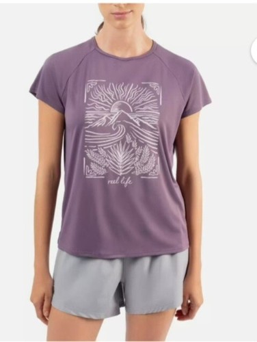 Reel Life Ladies' Split Back Graphic Tee Shirt Purple Size XL New with Tags - Picture 1 of 3