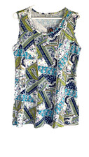 NWT CMC Color Me Cotton Paislay Sleeveless Top Tunic 100 % Cotton Made in USA L