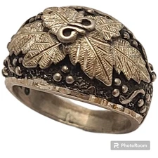 Antique Designer WM Co Grape Vine Sterling Silver Ring - Size10