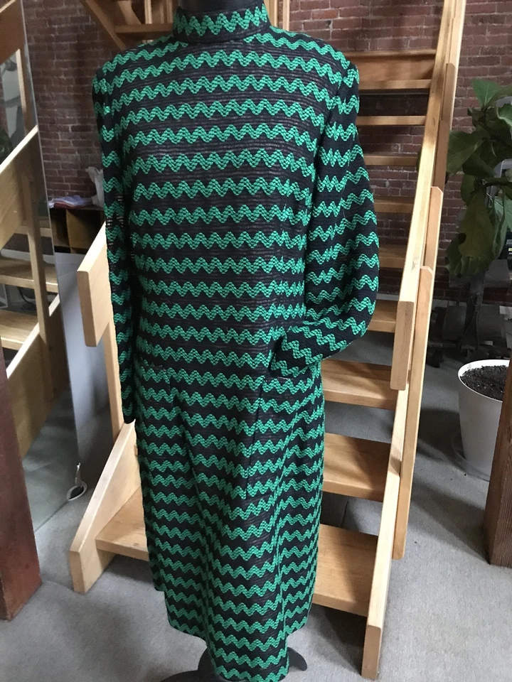 Винтажное женское платье Pauline Trigere 70-е с длинным рукавом вязаные карманы Rick Rack 10 - Изображение 2 из 4