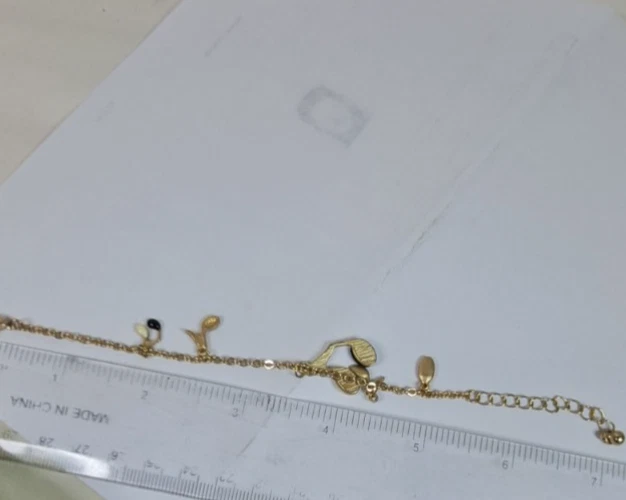 Gold Music Note Enamel Charm Bracelet  Anklet gp  Adjustable unisex jewelry - Image 2 of 4