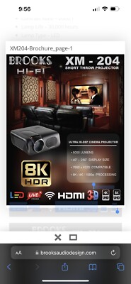 Brooks 8k ultra hd 3D Home Theater projector screen and wireless surround sound