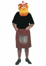 Adult Red Checkered Scottish Classic Funny Costume Tartan Kilt With Sporran
