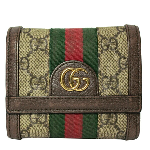 Portefeuille GUCCI Ophidia Compact Wallet GG Supreme Canvas Ophidia marron rouge T