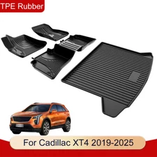 Car Fit For Cadillac XT4 2019-2025 All Weather TPE Rubber Floor Mats + Trunk Mat