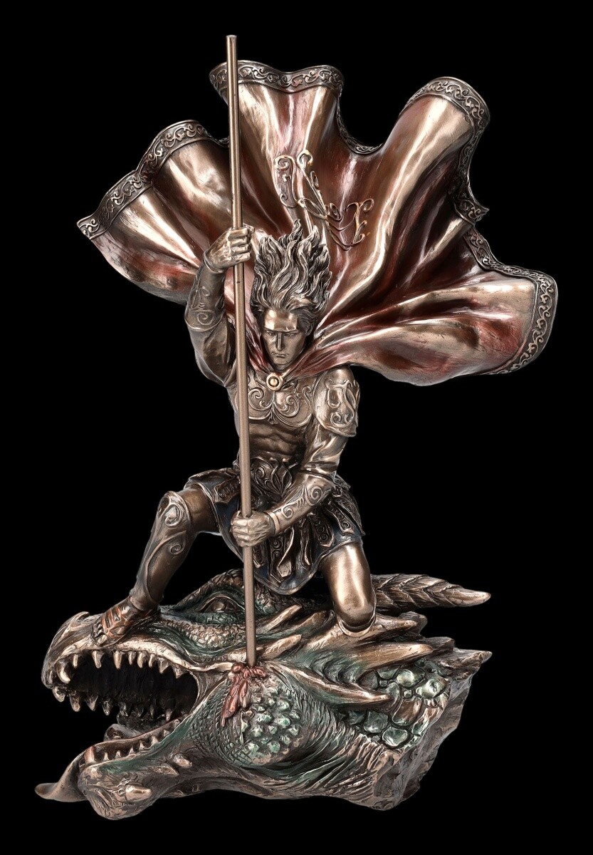 Veronese Saint George Dragon-Head God Figure, Fantasy Mythology Decor