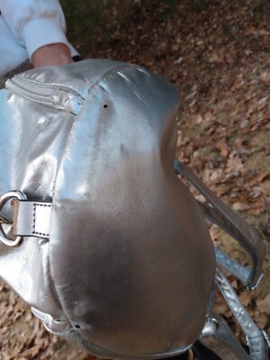 REBECCA MINKOFF silver medium JULIAN backpack purse bag | eBay display picture 1