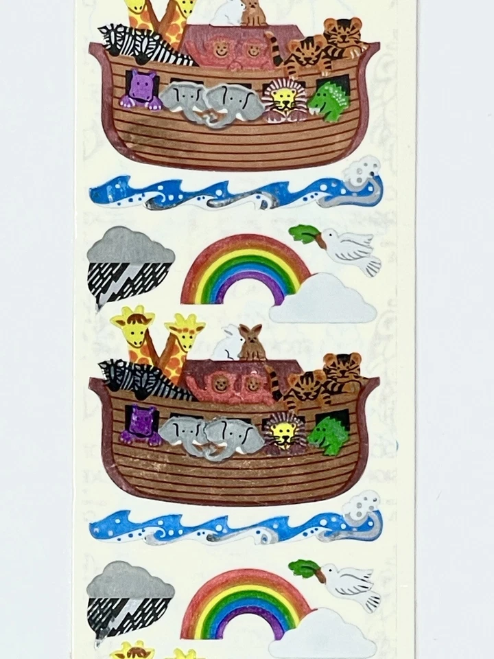 Винтажные наклейки Sandylion майлар Ноев ковчег лодка новые из старых запасов светоотражающие животные 90-х - Изображение 3 из 4