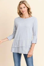 Patience Pleat Woven Side Slit Jersey Top