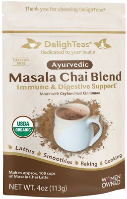 Organic Masala Chai Powder | Caffeine free Unsweetened Vegan Keto | Ayurvedic...