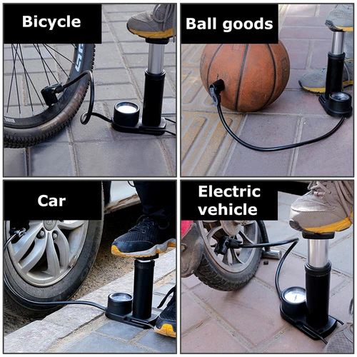 Bike Pump Mini Portable Motor Bicycle Foot Pump Pressure Gauge Tire Air Pump - Picture 7 of 8