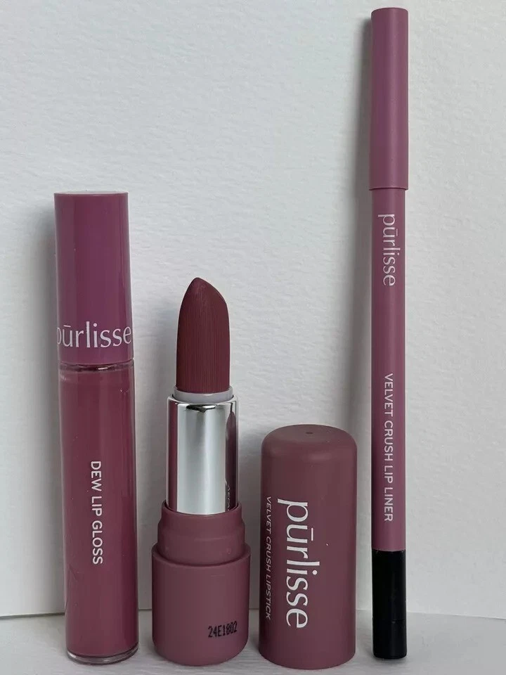 Purlisse Lip Kit Trio Mauve Berry-Velvet Crush-Elevate Your LipGame 3Pc No Box - Image 4 of 4