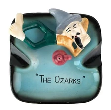 Vintage Ceramic Ashtray The Ozarks Hillbilly with Likker Jug