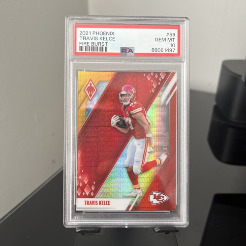 2021 Panini Phoenix Travis Kelce Kansas City Chiefs Fire Burst PSA GMT 10 POP 3