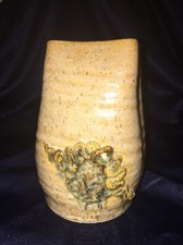 Studio art pottery Earthy Wavy Opening Vase signed Lynn 1977 5.75  tall