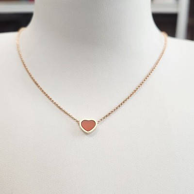 Chopard My Happy Hearts Necklace Pendant 18K Rose Gold Carnelian
