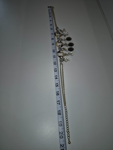 LOFT Silvertone Rings Bead Scoop Necklace "Smokey Quartz" look - Afbeelding 5 van 5
