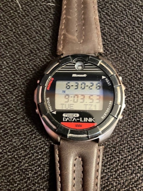 WORKS GREAT! TIMEX DATA-LINK 150 MICROSOFT ALARM VINTAGE MENS WATCH NEW BATTERY!