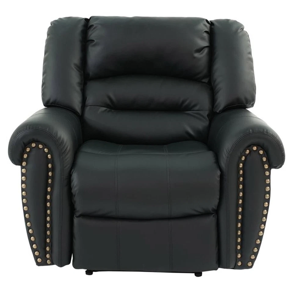 Современное мягкое кресло-кровать Poundex из искусственной кожи черного цвета - Изображение 3 из 4