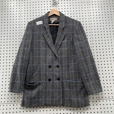 Sheridan Square Wool Tweed Blazer Skirt Size 10 Gray Houndstooth Double Breasted