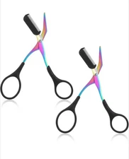 Eyebrow Trimmer Scissors with Comb – Non-Slip Razor Cutter for Women Makeup Qty2