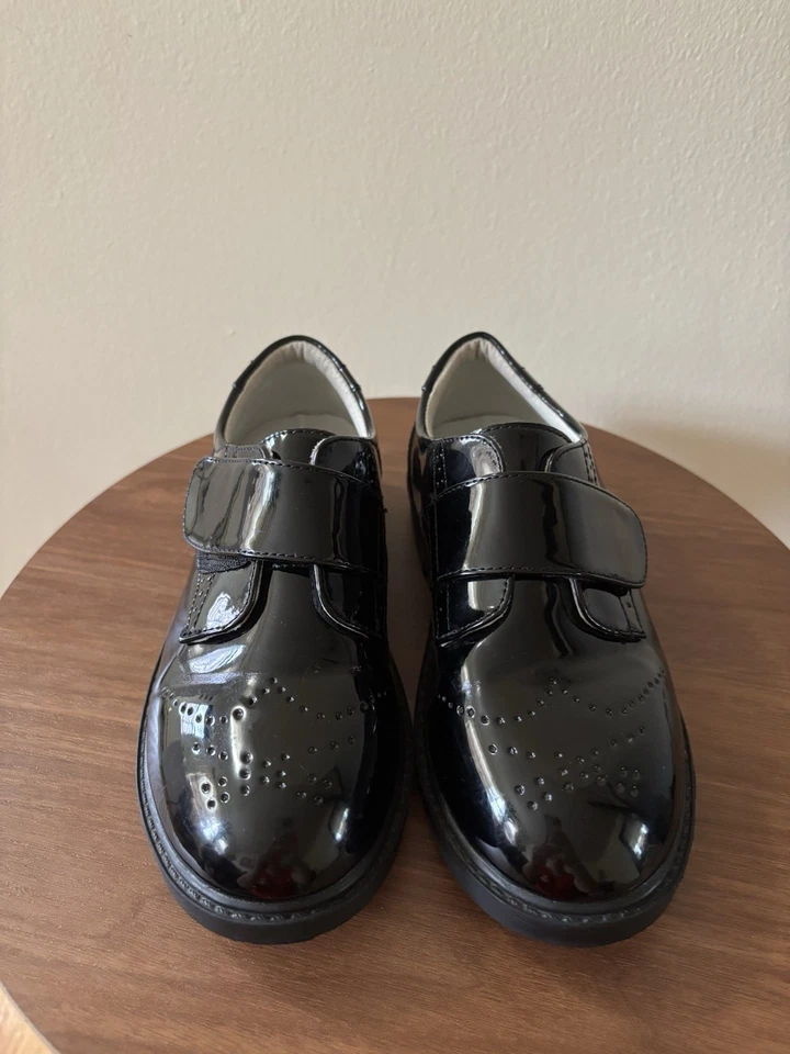 Elegant Black Boys Patent Leather shoes with Strap Closure Size 2 - Image 2 of 4