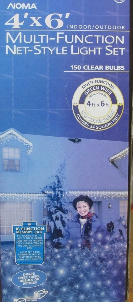 Luzes de Natal estilo rede Noma 4x6 150 transparentes com 16 funções externas/internas - Imagem 2 de 3