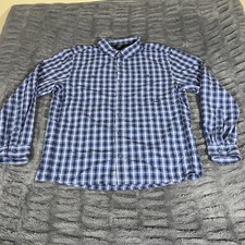 REI Co-op Mens Large Plaid Nylon Long Sleeve Hiking Shirt Blue Vented AP479