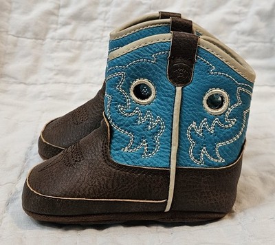 Ariat Crossfire Infant Western Boots Brown Teal Tan Embroidered  Size 5