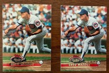 PRINT ERROR 1993 Topps Stadium Club - Greg Maddux #2 & 1990 Donruss No Dot
