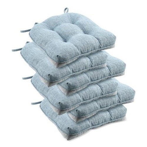 Indoor Chair Cushions for Dining Chairs, Tufted 6 Count (Pack of 1) Light Blue