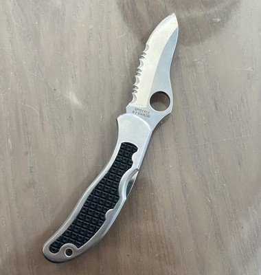 Vintage Spyderco Delica G2 Stainless Folding Knife Serrated Seki 