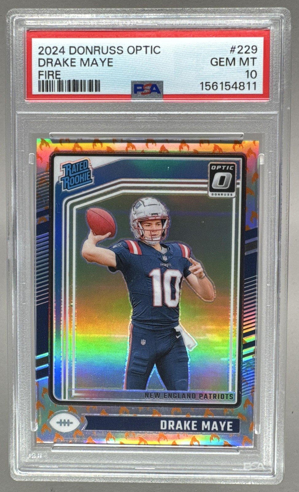 Drake Maye Panini Donruss Optic #229 Fire