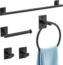 Matte Black Bathroom Accessories Set 5 Pieces Bathroom Hardware Set 23.6 inch