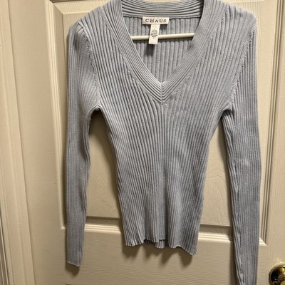 Chaus Light Blue Top Large 70% Silk