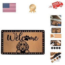 Golden Doodle Door Mat 18x30 Inch, Faux Coco Coir Doormat with Non-Slip PVC B...