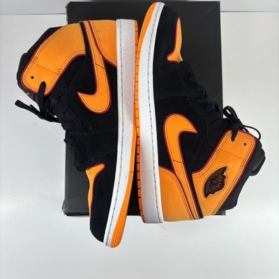 Nike Air Jordan 1 Mid SE Fat Tongue Men's US 13 Black/Vivid Orange