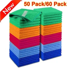 Microfiber Cleaning Cloth 50-60Pack Towel Rag Car Polishing Detailing No-Scratch