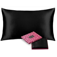100% Mulberry Silk Pillowcase King 22 Momme Black 20x36 Hidden Zipper New