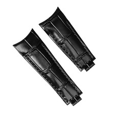 Quality Curved End Genuine Leather Watch Band Strap 20mm for Rolex Submariner