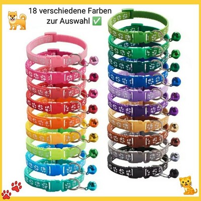  Katzen Hunde Halsband Größe einstellbar Universal mit Glocke 18Farben wählbar 