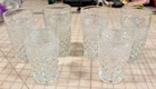 6 vintage Anchor Hocking Wexford iced tea tumbler glasses  diamond cut pressed