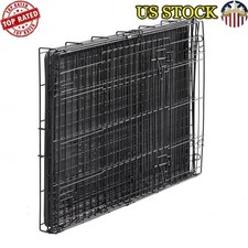 22" Double Door Foldable Metal Wire Dog Crate W/ Removable Easy To Assemble