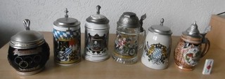 Krug Krüge Bierkrüge 6 Stück mit Deckel Konvolut