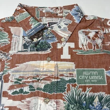 Reyn Spooner Shirt Mens Large Football Texas Longhorns All Over Print Button Up
