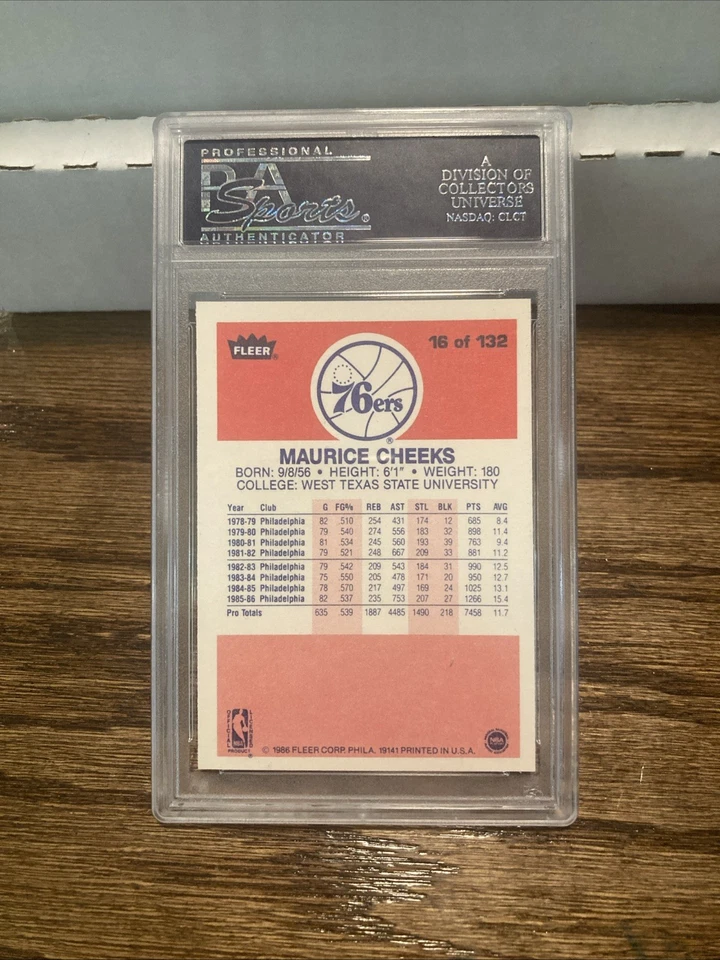 Maurice Cheeks Philadelphia 76ers 1986 Fleer #16 - PSA 8 NM-MT - Image 2 of 2