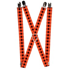  Suspenders - 1.0  - Buffalo Plaid Black/Orange ACC NEW