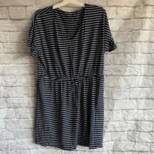 PREOWNED GAP NAVY BLUE SHORT SLEEVE STRIPED DRESS PLUS SIZE XXL PETITE 