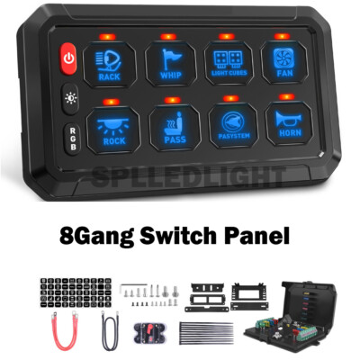 RGB 8 Gang Switch Panel For LED work Light Bar For Can-am Maverick X3 DS SXS MAX
