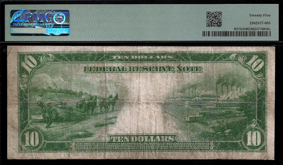 1914 $10 Federal Reserve Note PMG 25 - Atlanta White-Mellon Fr 927b - Image 2 of 3